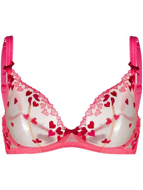 L' Agent by Provocateur Black/Pink Bra Sheer Embroidered 